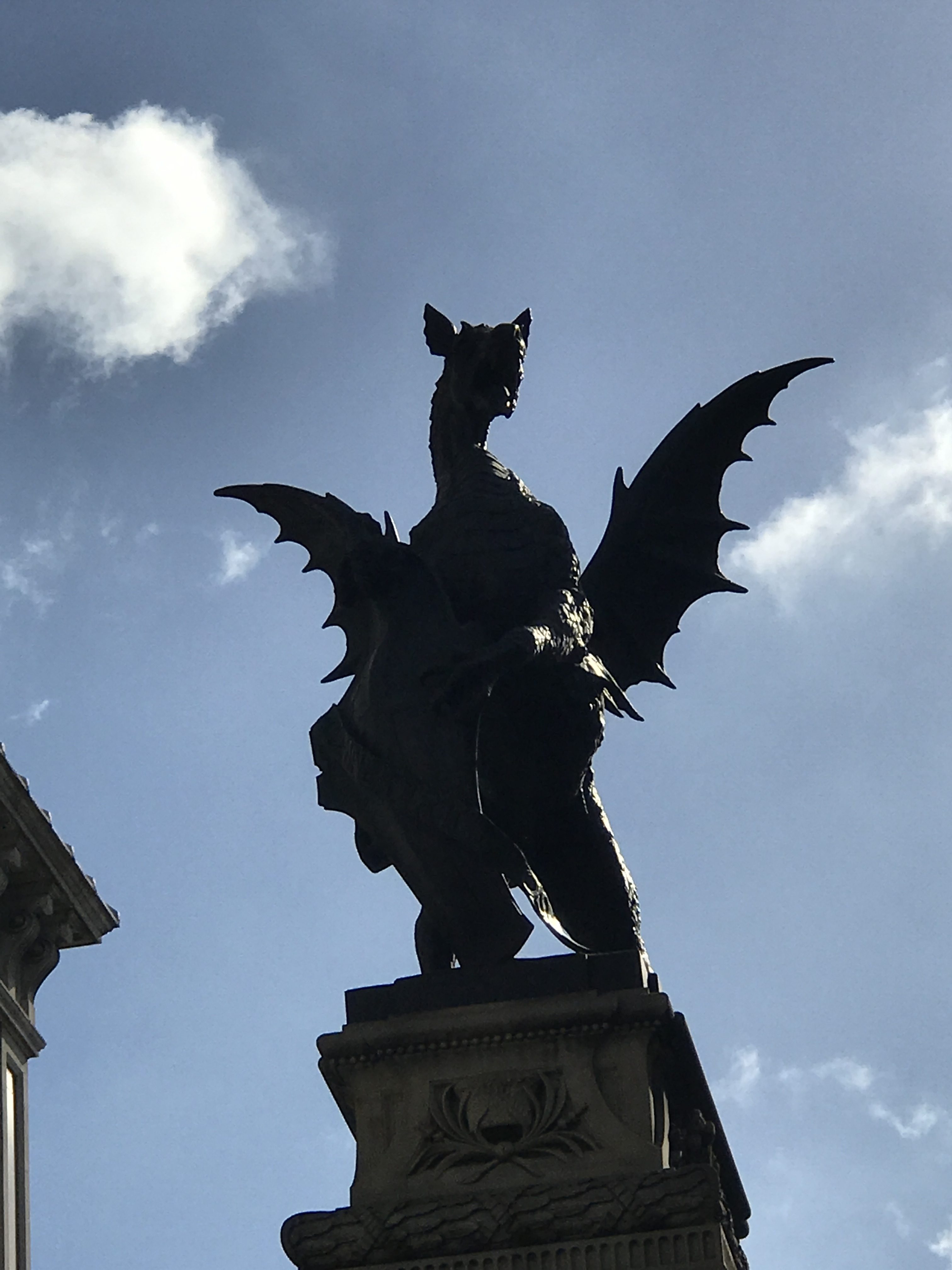 Temple Bar statue on the site of the original Temple Bar