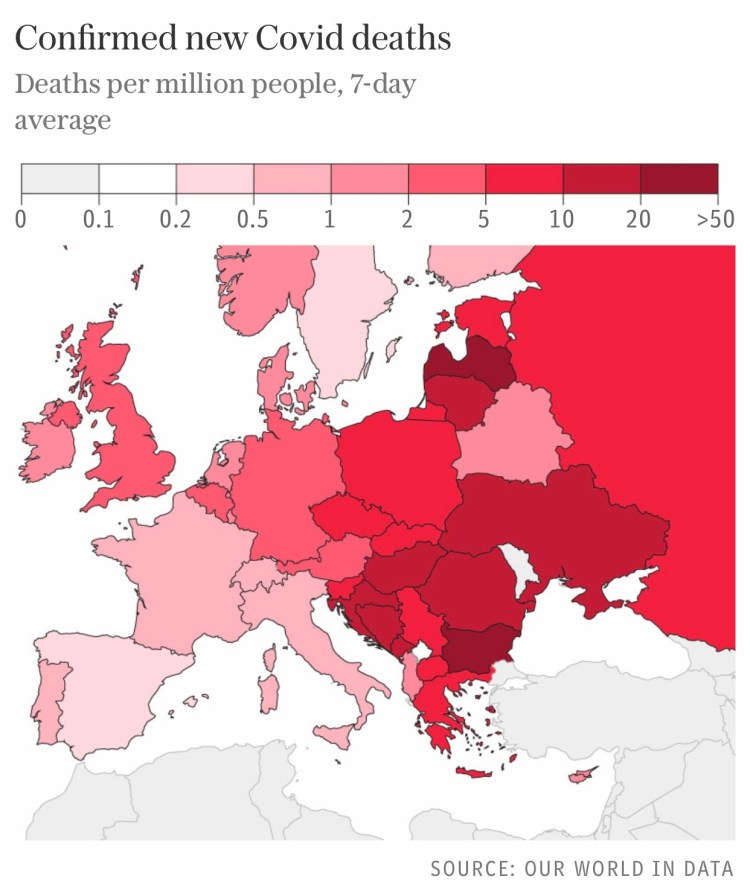 Deaths per million people across European countries